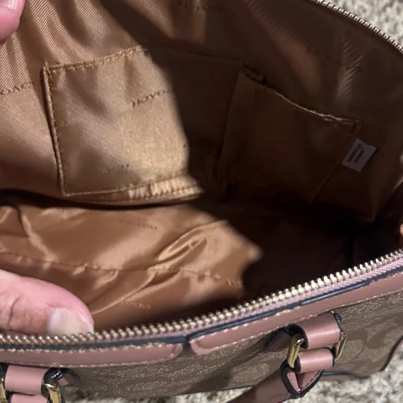 Coach Pink and Tan Signature Satchel - Picture 5 of 6